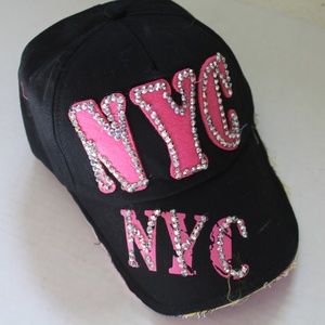 NYC New York City Bling Baseball Cap Black